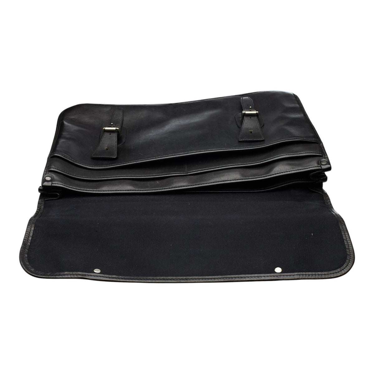 Pickett Black Leather Clipper Briefcase