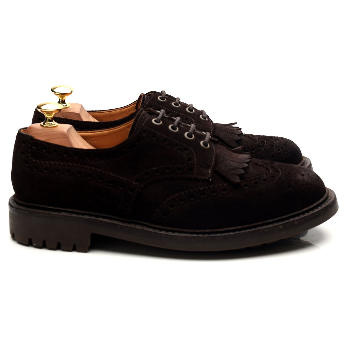 &#39;Plowden&#39; Dark Brown Suede Derby Brogues UK 8.5 G