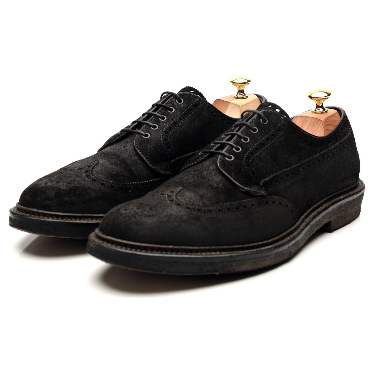 &#39;31910&#39; Black Waxed Suede Derby Brogues UK 10.5 US 11 E