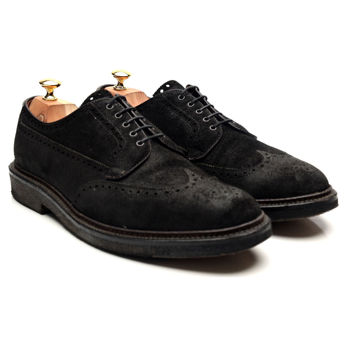 &#39;31910&#39; Black Waxed Suede Derby Brogues UK 10.5 US 11 E