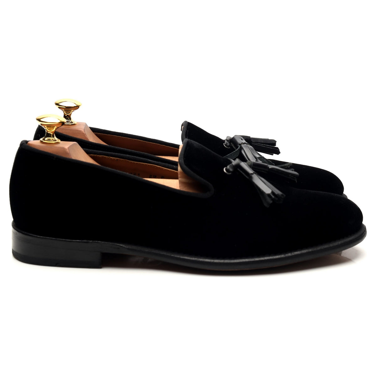 Black Velvet Tassel Loafers UK E Abbot's Shoes