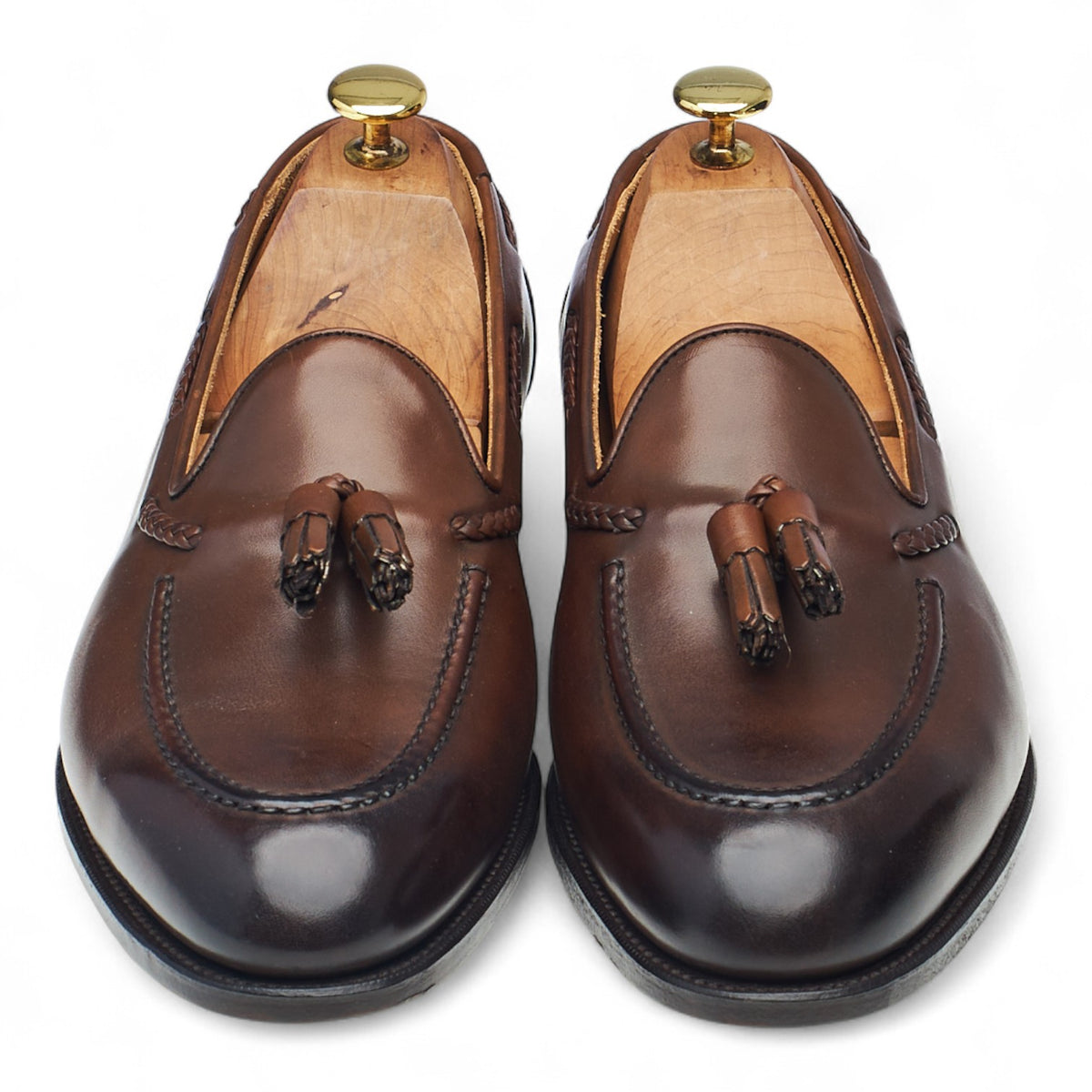 'Belgravia' Brown Leather Tassel Loafers UK 8.5 E