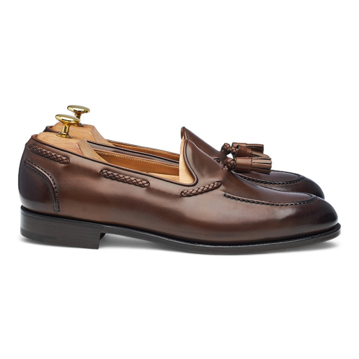 'Belgravia' Brown Leather Tassel Loafers UK 8.5 E