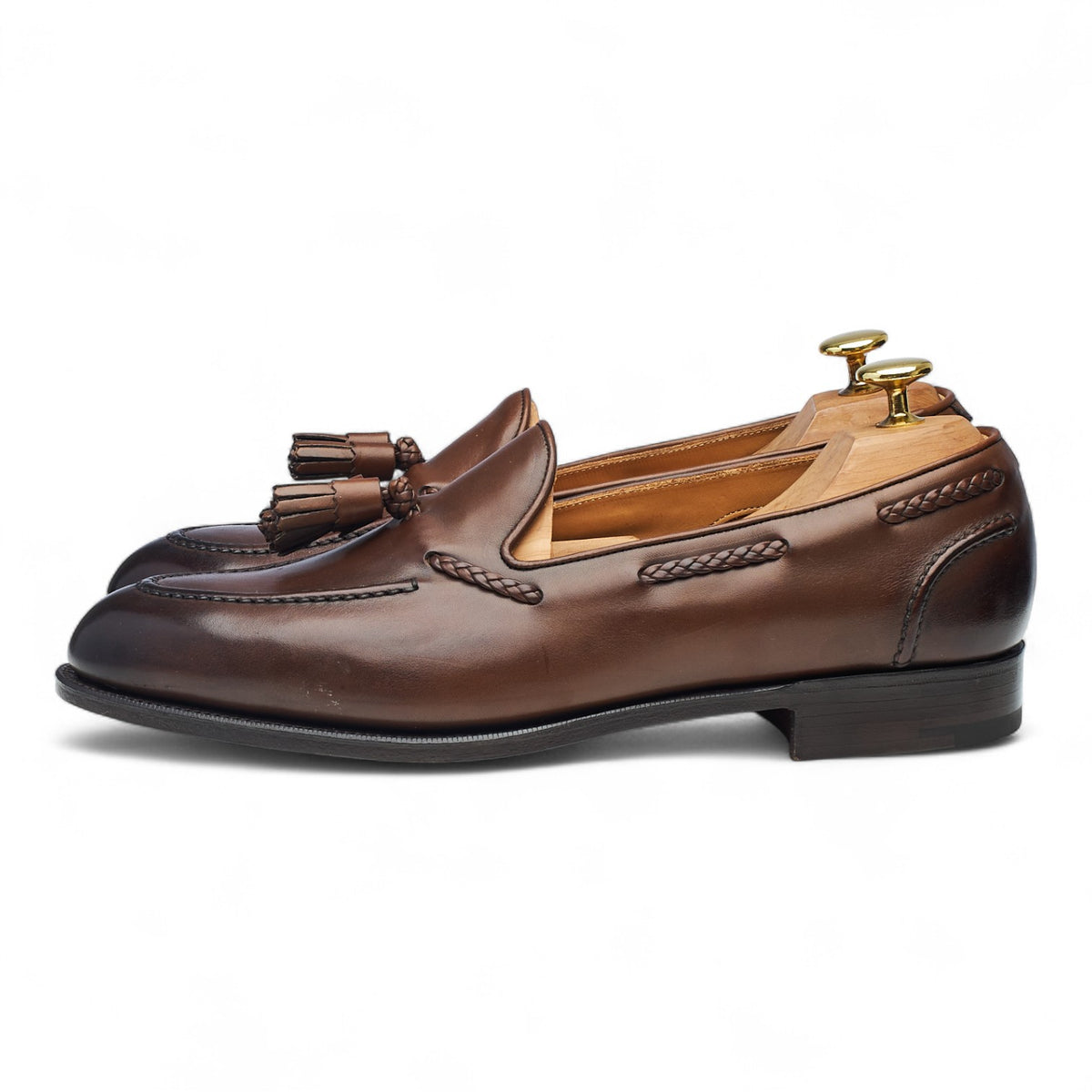 'Belgravia' Brown Leather Tassel Loafers UK 8.5 E