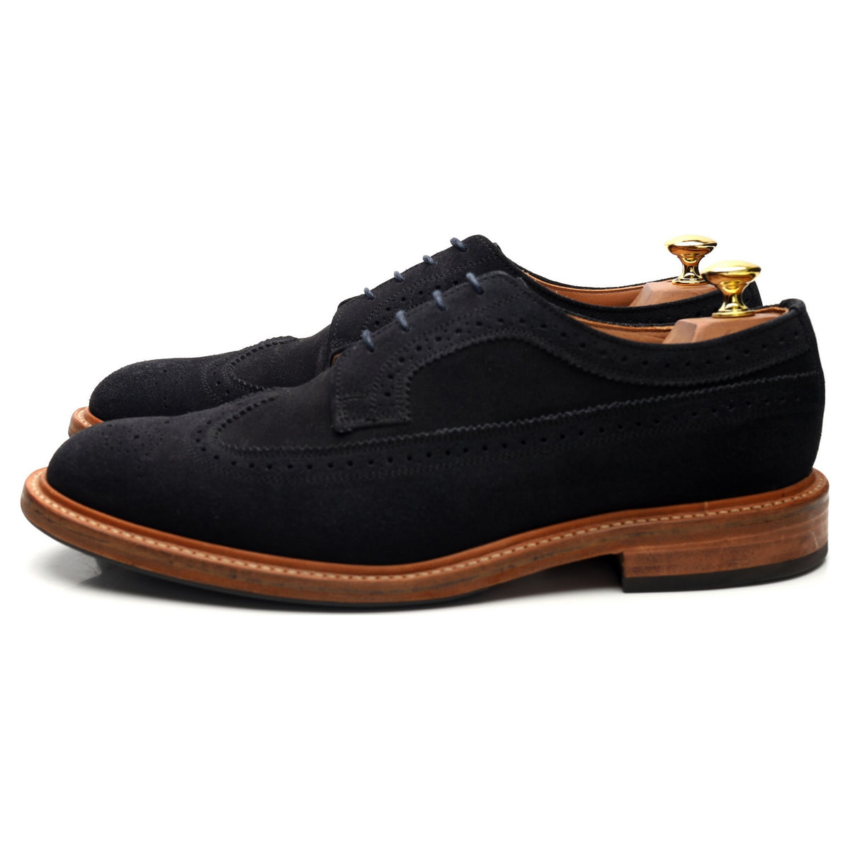 Navy Blue Suede Derby Brogue UK 8.5