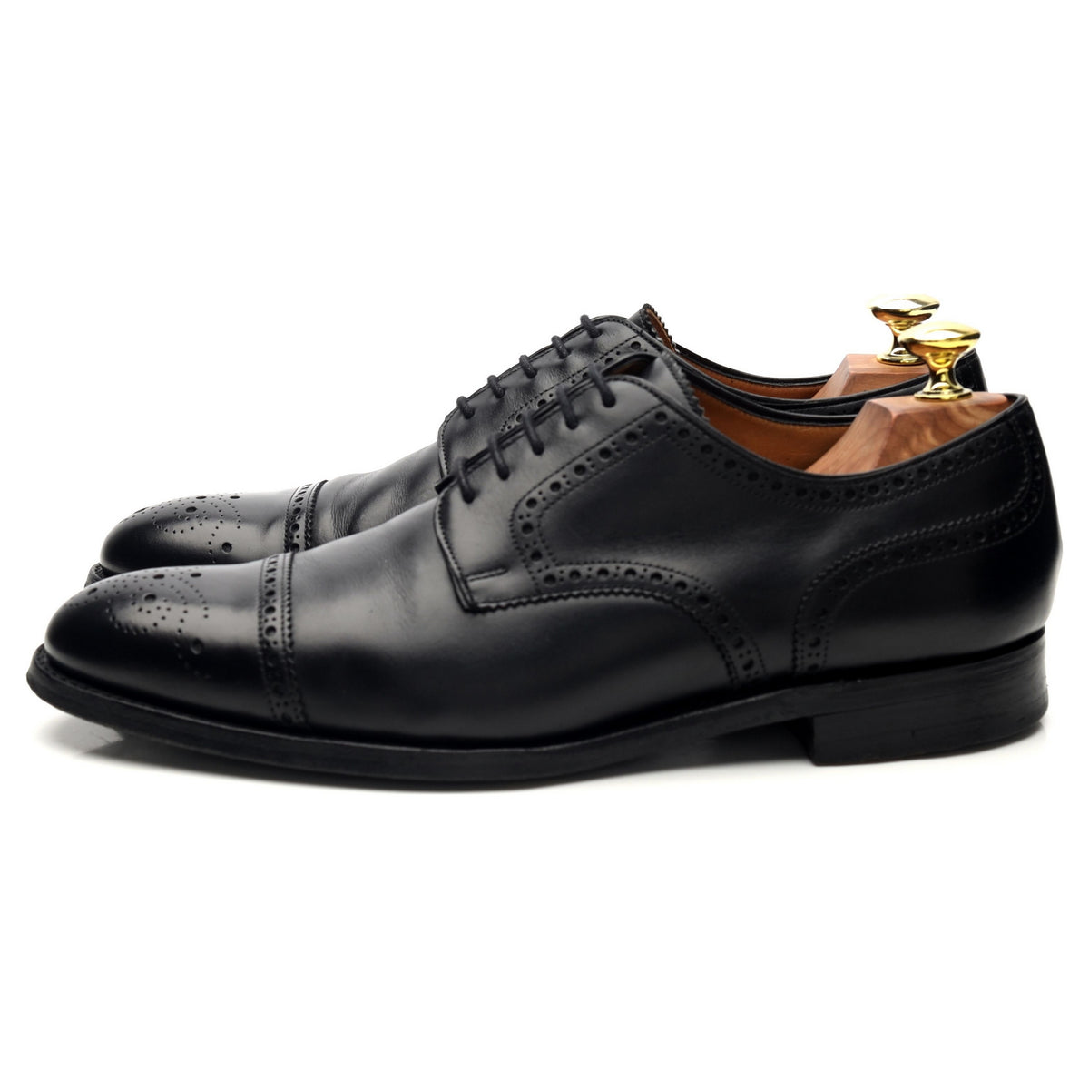 Gieves &amp; Hawkes Black Leather Derby Brogue UK 7 F