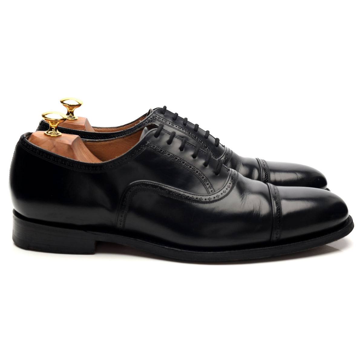 &#39;Charmouth&#39; Black Leather Oxford Brogues UK 10 F