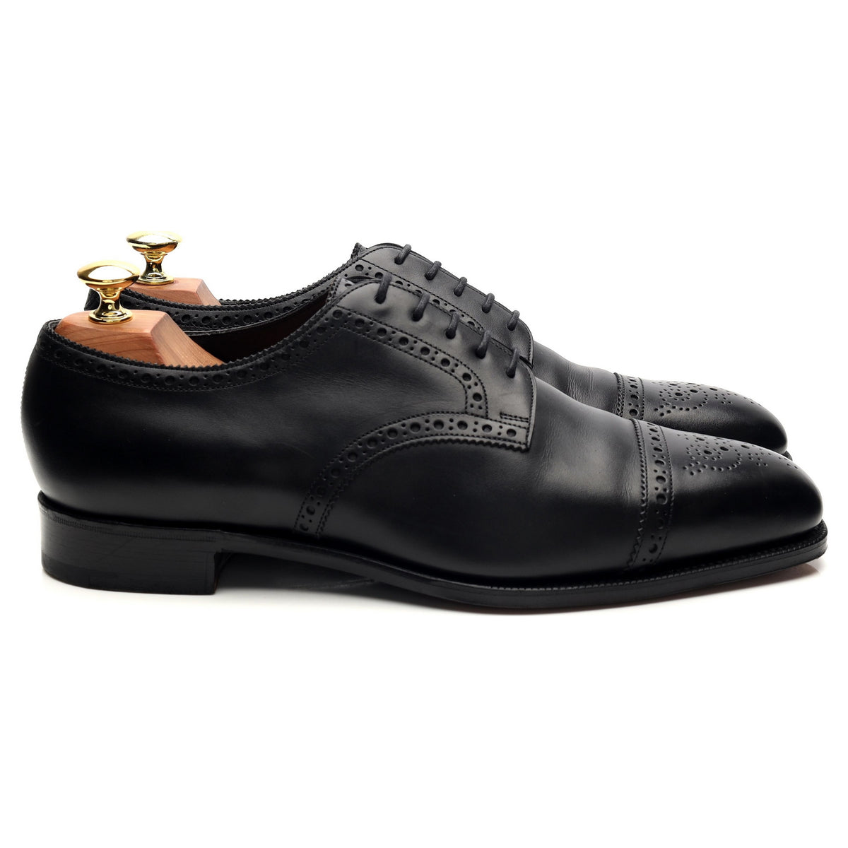 &#39;Cardiff&#39; Black Leather Cap Toe Derby UK 8.5 E