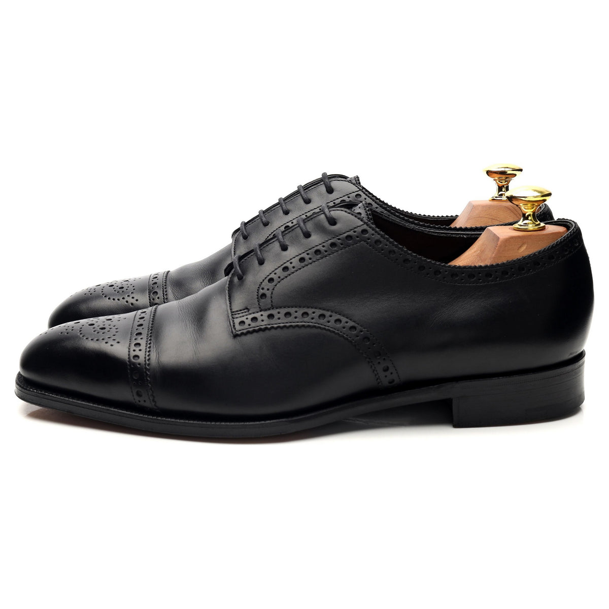 &#39;Cardiff&#39; Black Leather Cap Toe Derby UK 8.5 E