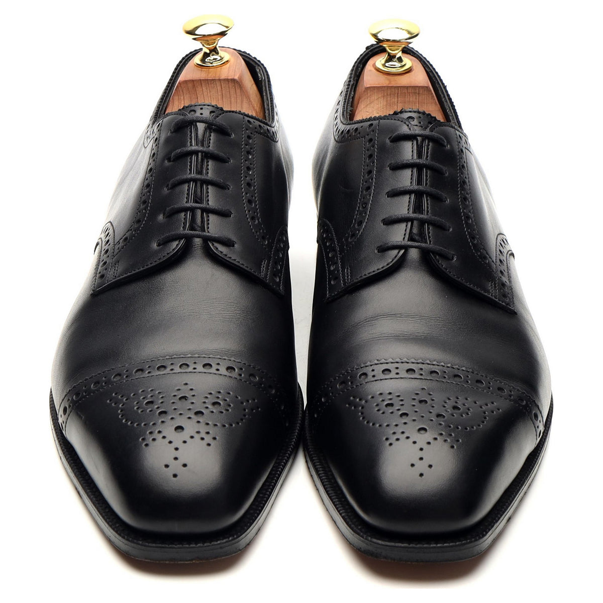 &#39;Cardiff&#39; Black Leather Cap Toe Derby UK 8.5 E