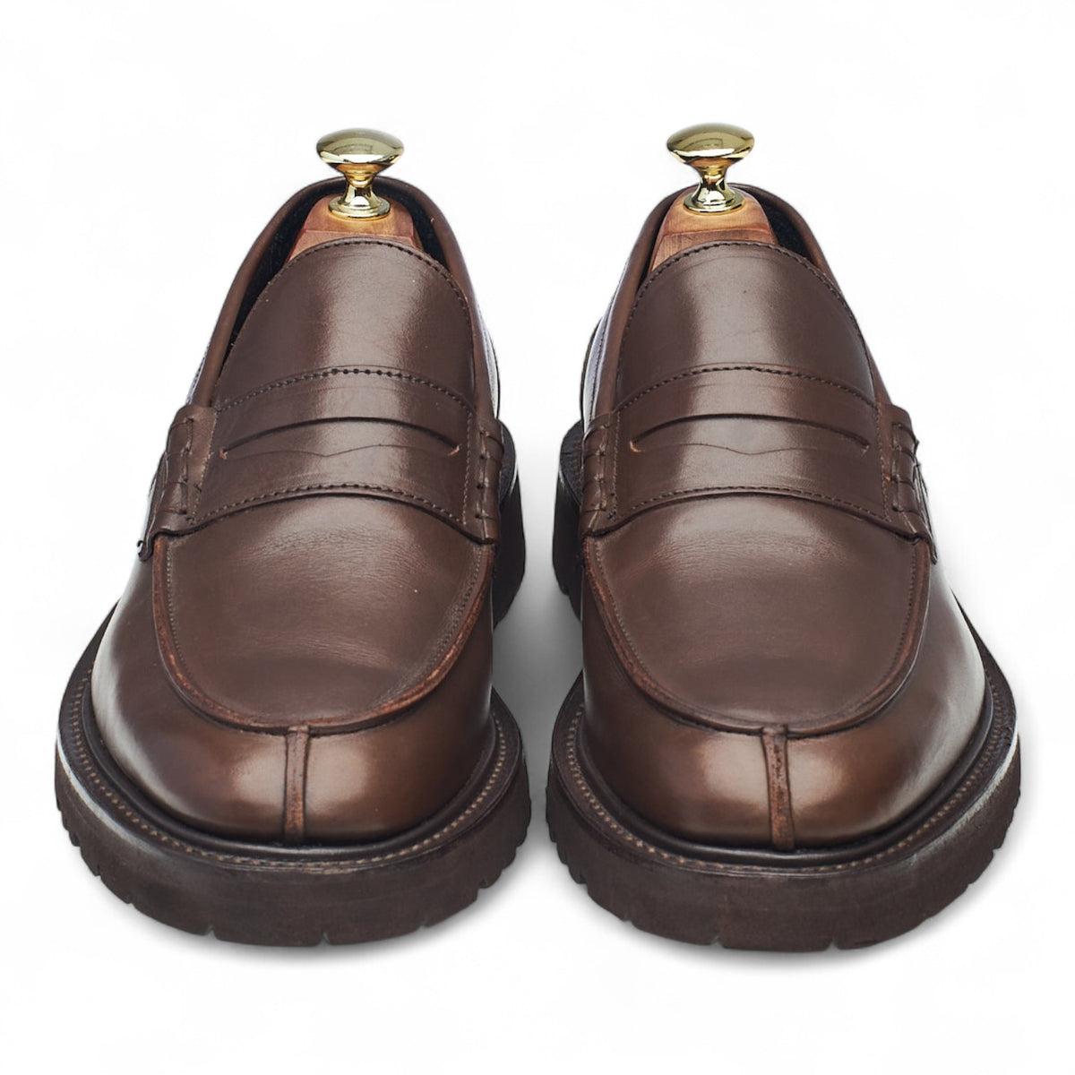 'James' Dark Brown Leather Loafers UK 7