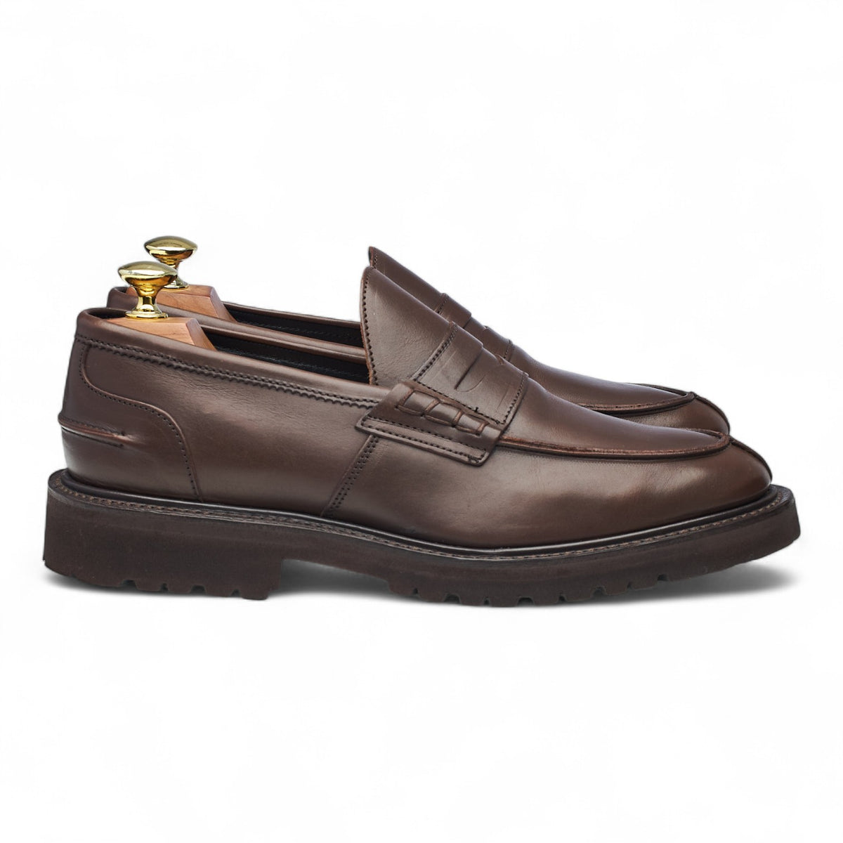 'James' Dark Brown Leather Loafers UK 7