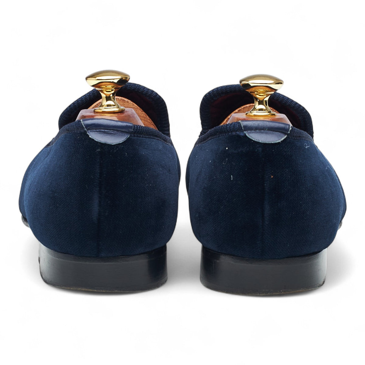 'Skull & Crossbones' Navy Blue Velvet Slippers UK 9