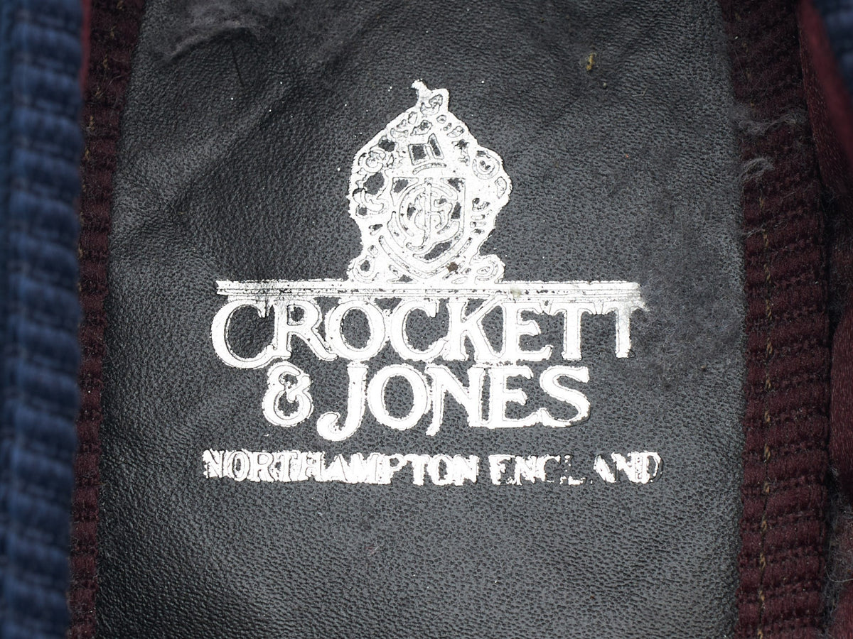 'Skull & Crossbones' Navy Blue Velvet Slippers UK 9