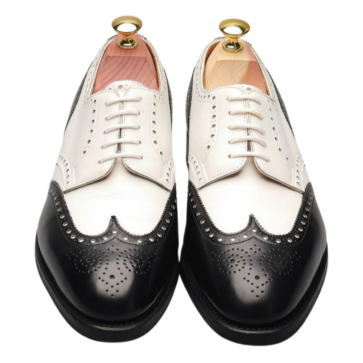 &#39;Darby&#39; Black and White Leather Derby Brogue UK 6 EE