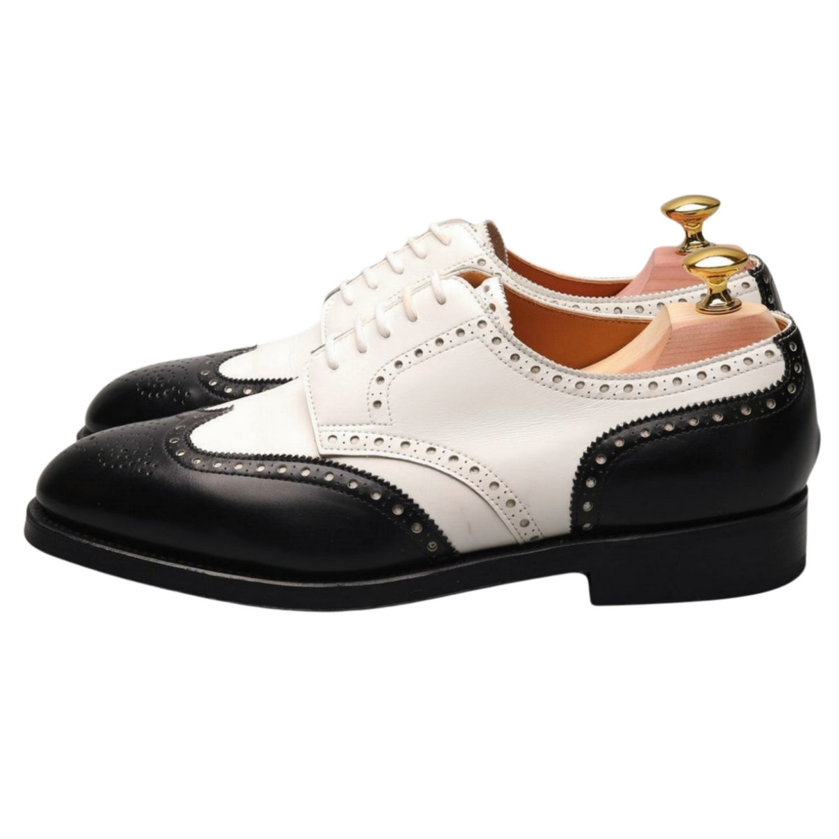 &#39;Darby&#39; Black and White Leather Derby Brogue UK 6 EE