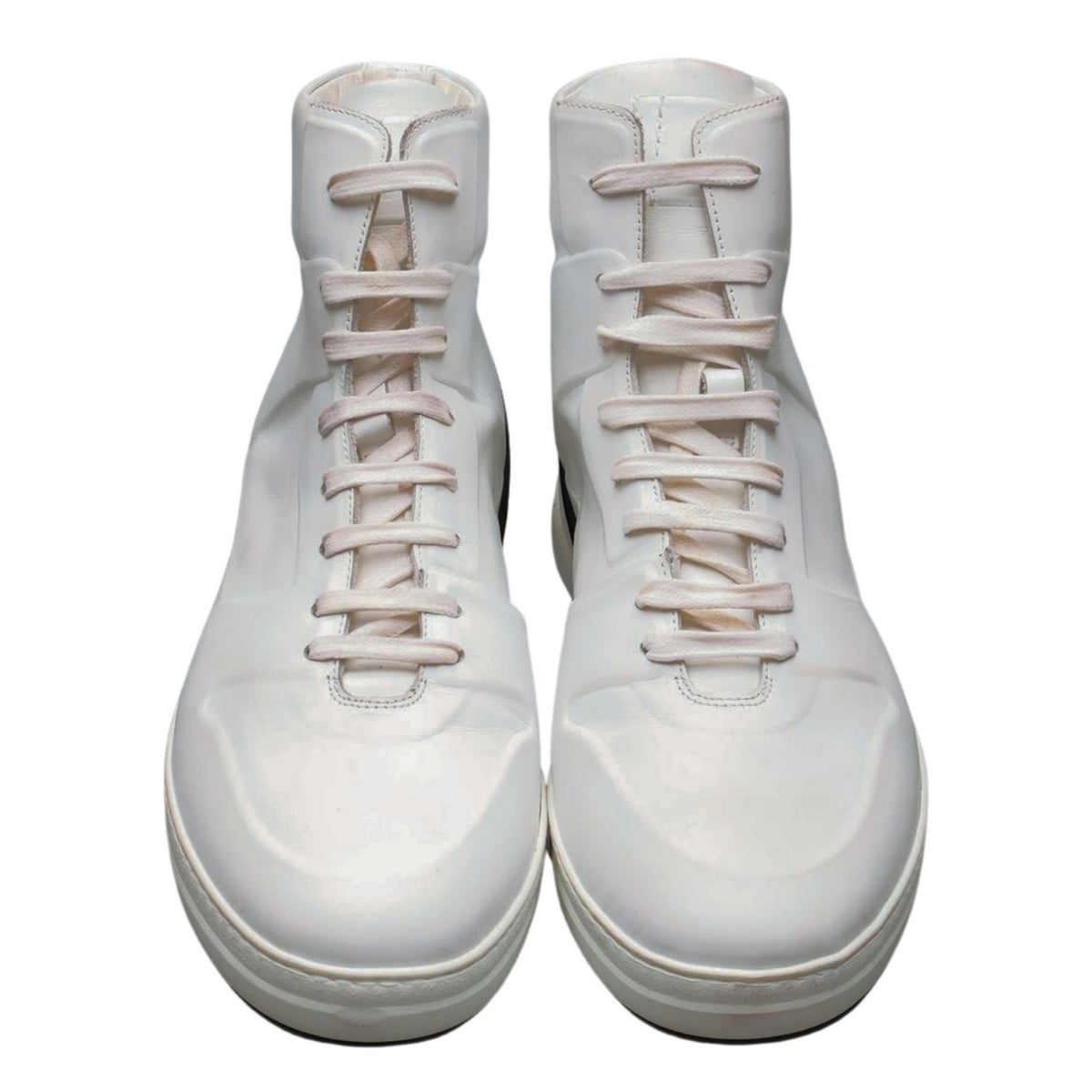 &#39;Radial Spoiler&#39; White Leather Hi Top Sneaker UK 9 EU 43