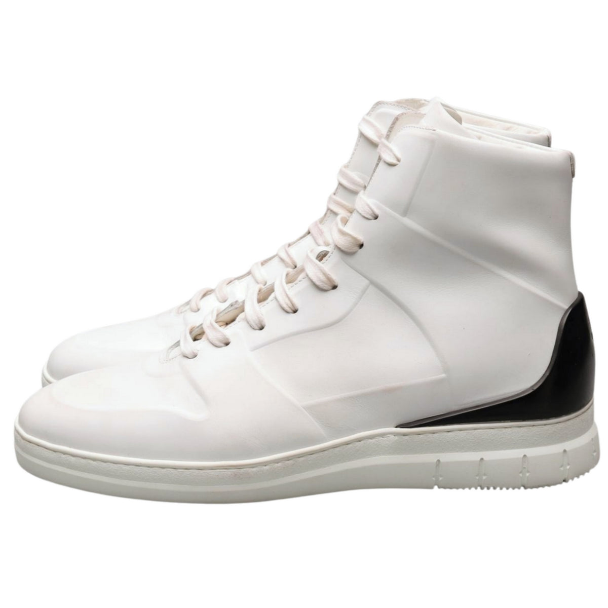 &#39;Radial Spoiler&#39; White Leather Hi Top Sneaker UK 9 EU 43