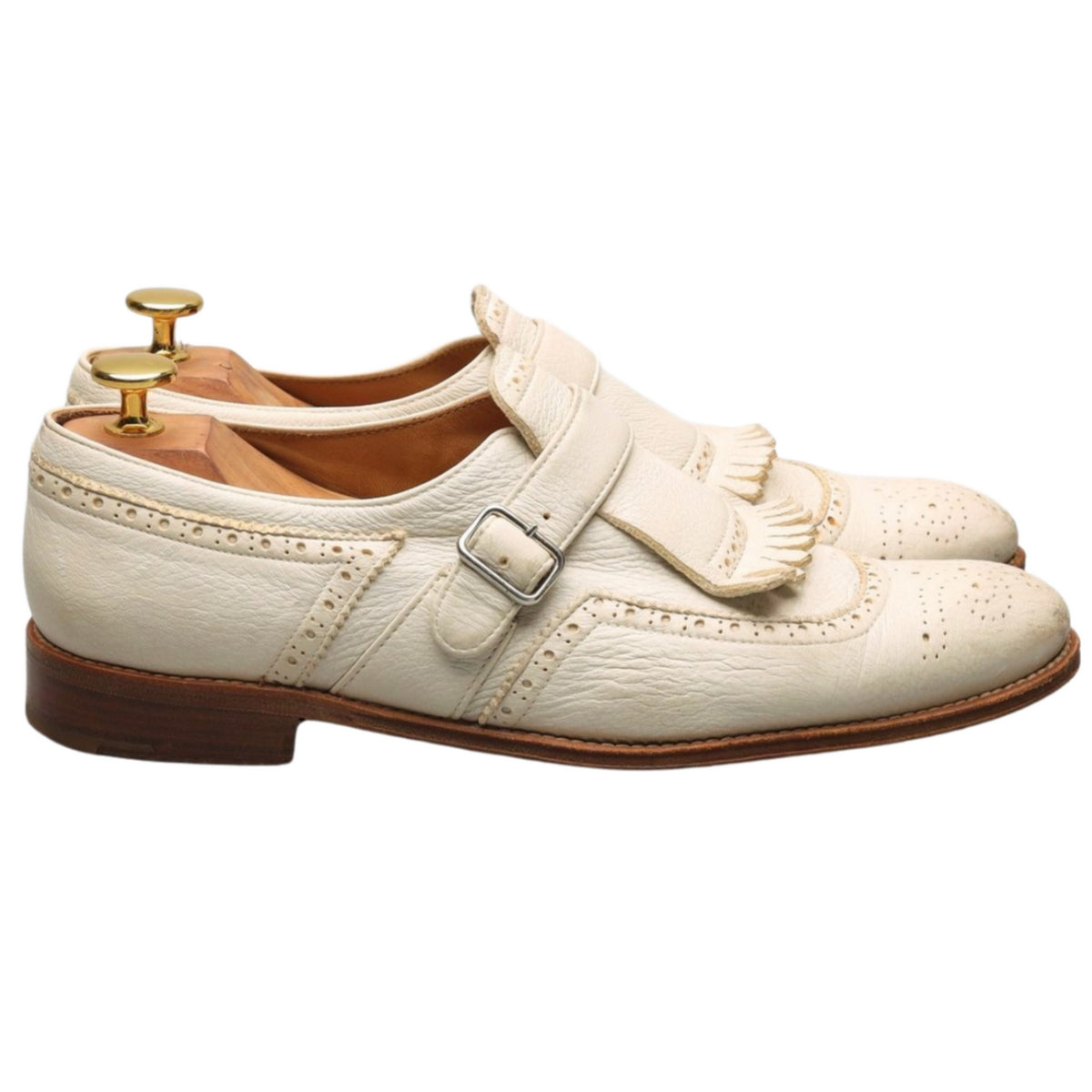 Women&#39;s &#39;Kaber&#39; Cream Leather Monk Strap UK 5.5 EU 38.5