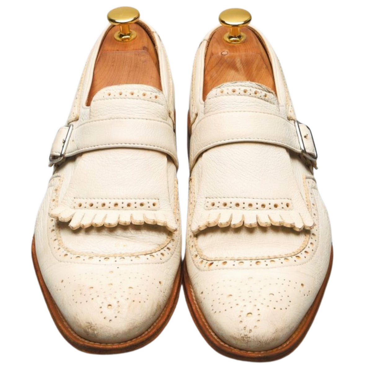 Women&#39;s &#39;Kaber&#39; Cream Leather Monk Strap UK 5.5 EU 38.5