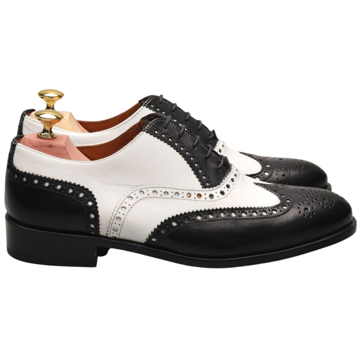 &#39;Chicago&#39; Black and White Leather Oxford Brogue UK 7.5