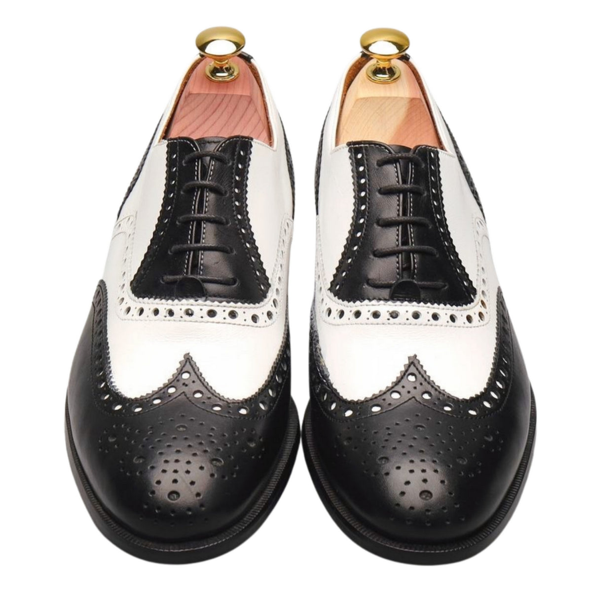 &#39;Chicago&#39; Black and White Leather Oxford Brogue UK 7.5