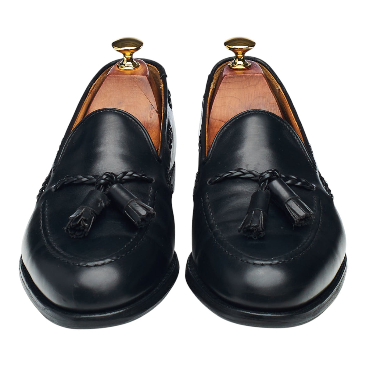 'Langham' Black Leather Tassel Loafers UK 9 EX