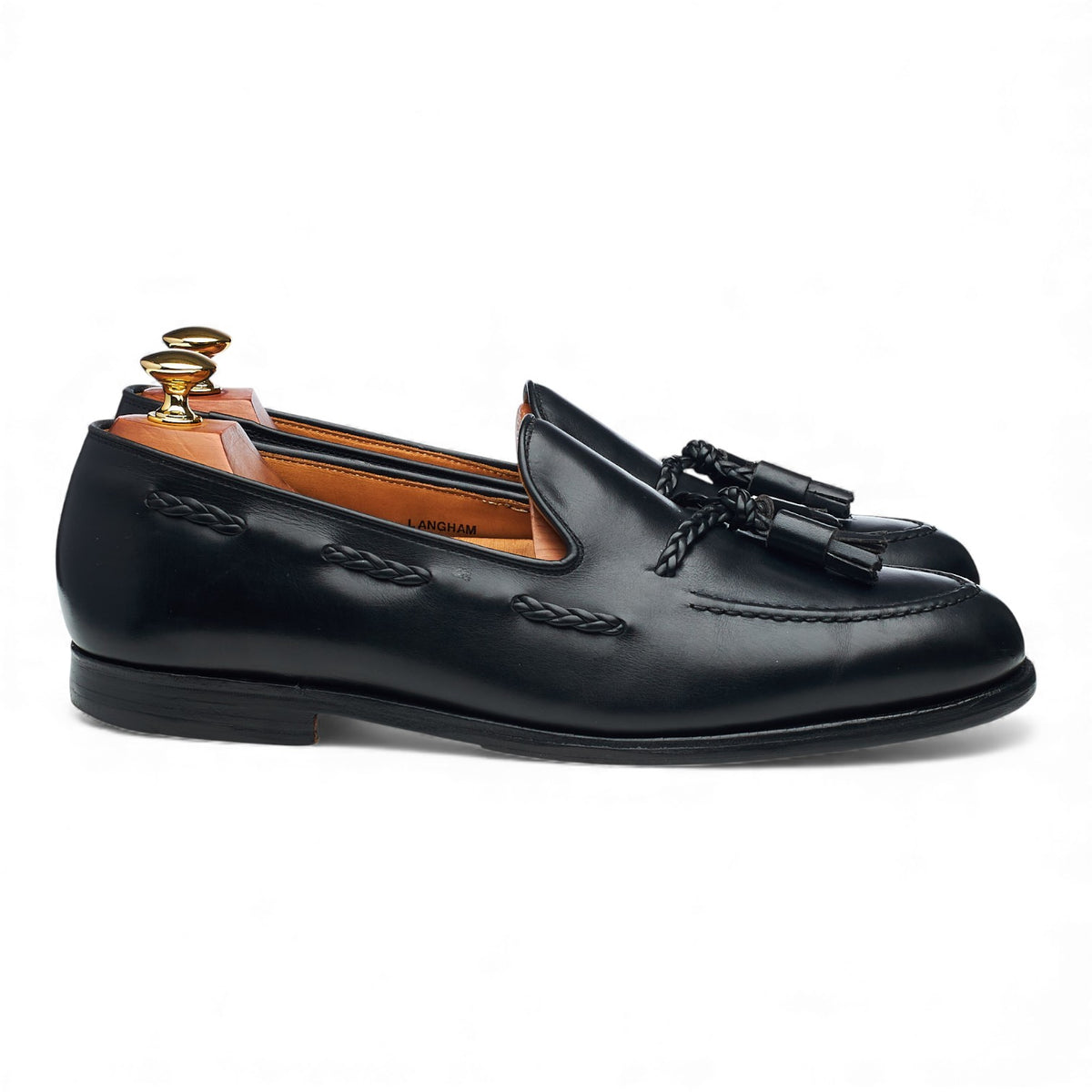 'Langham' Black Leather Tassel Loafers UK 9 EX