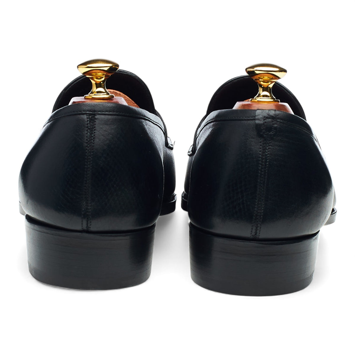'Antibes' Black Grain Leather Split Toe Loafers UK 9 E