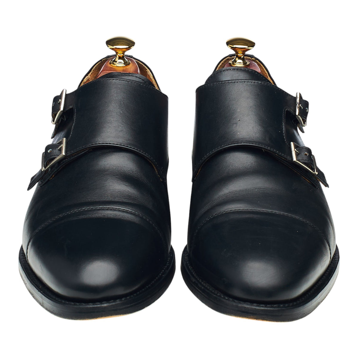 '3637' Black Leather Double Monk Strap UK 9.5
