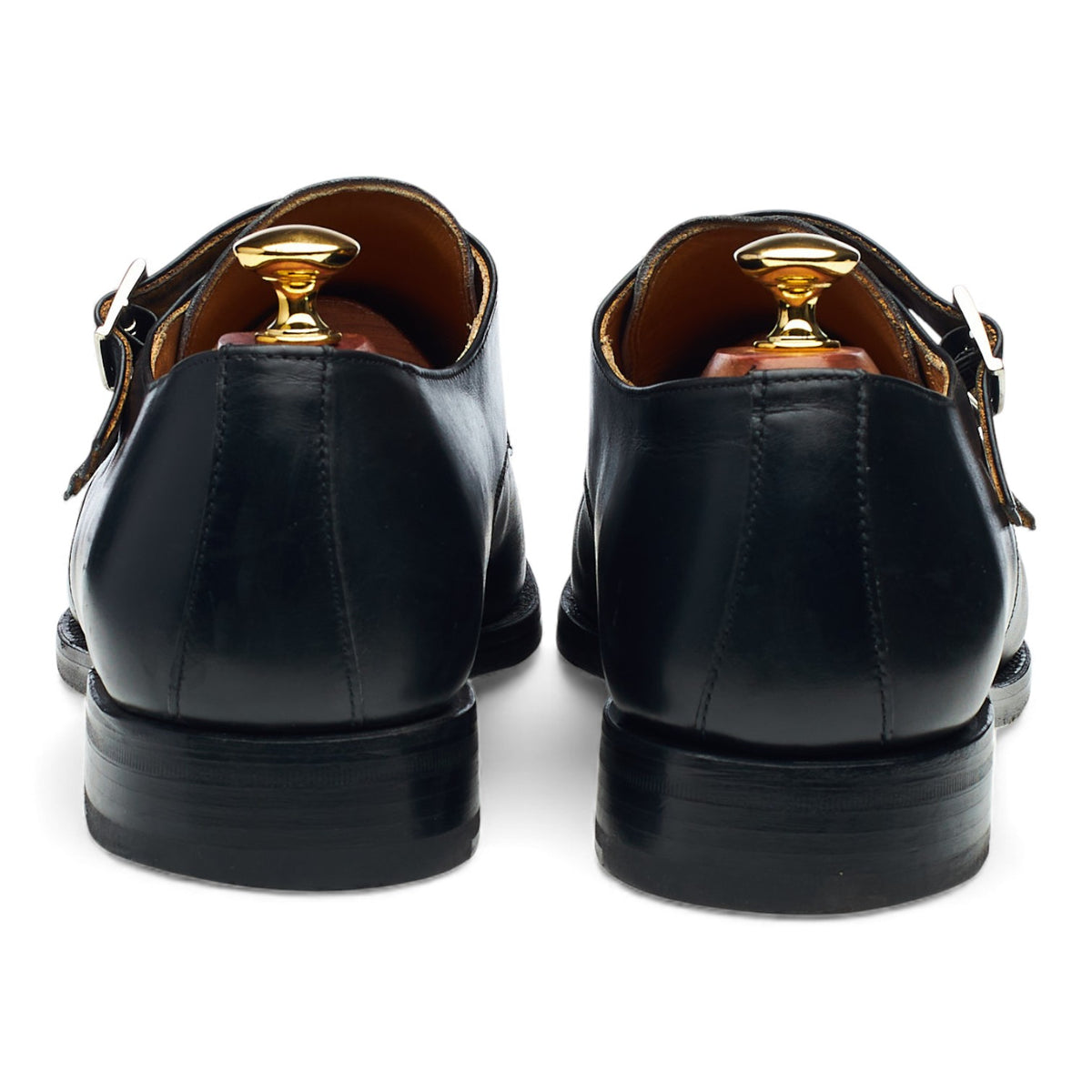 '3637' Black Leather Double Monk Strap UK 9.5