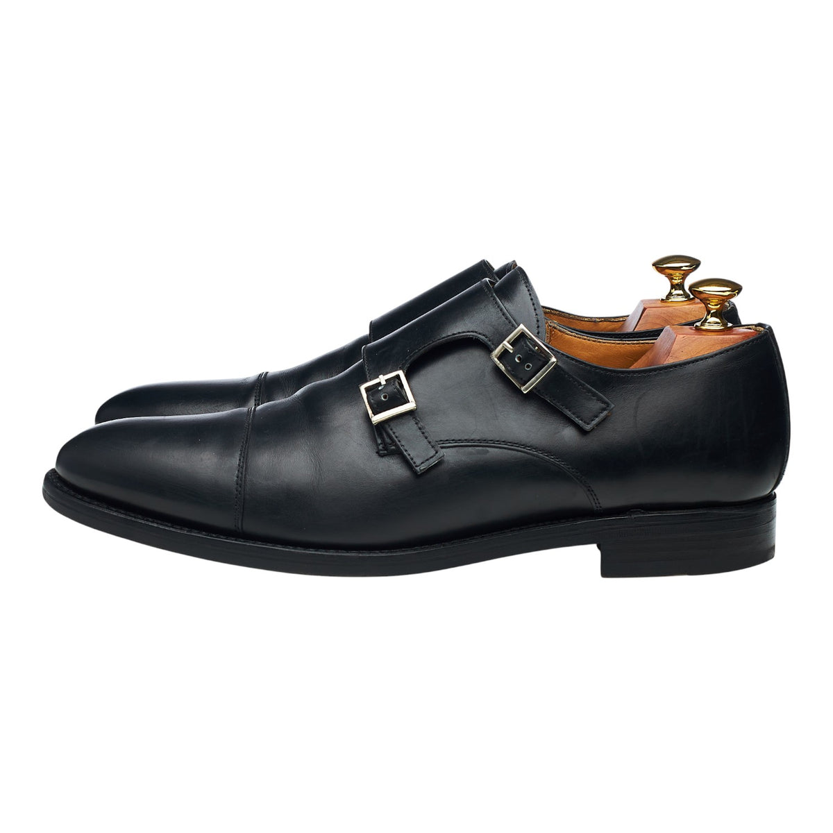'3637' Black Leather Double Monk Strap UK 9.5