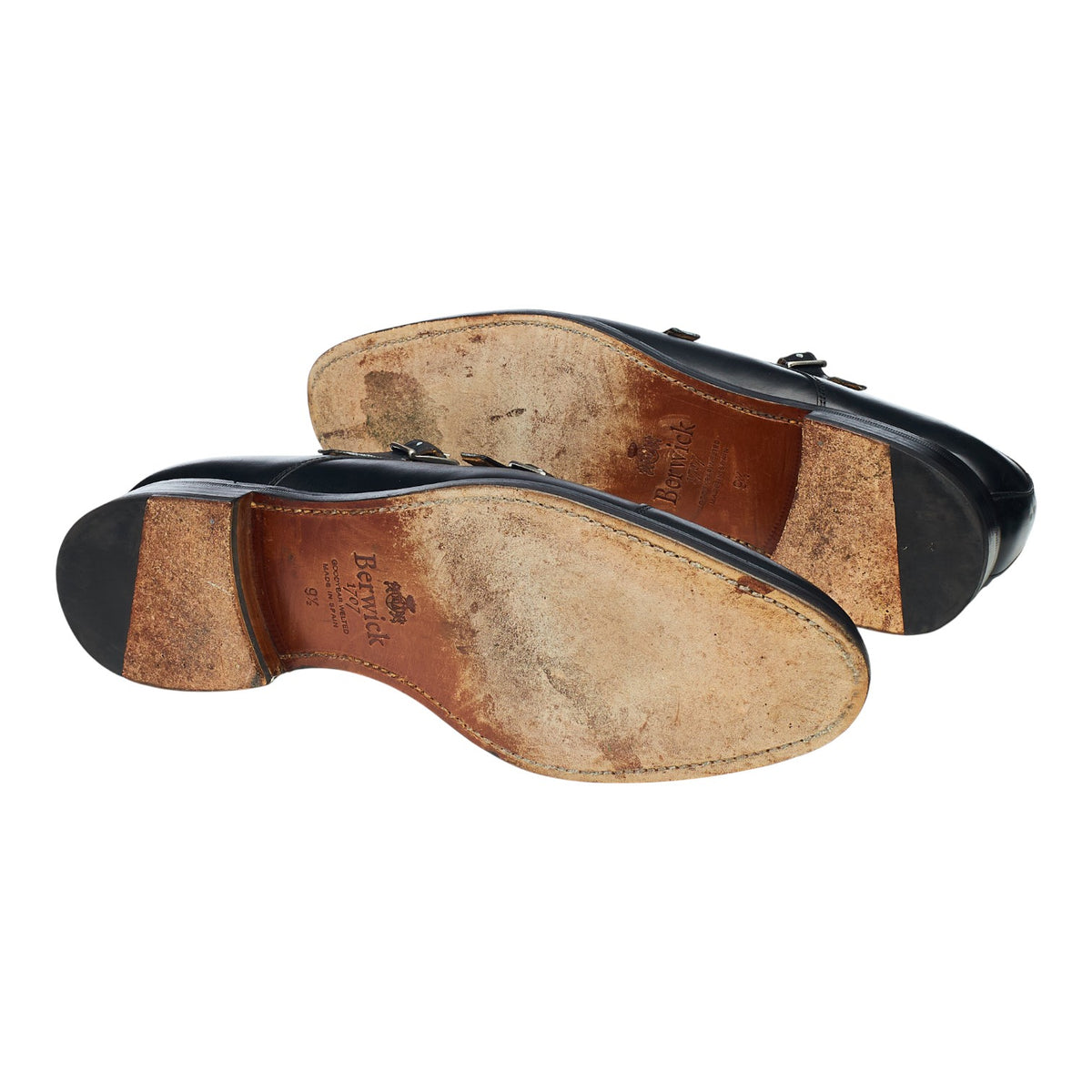 '3637' Black Leather Double Monk Strap UK 9.5