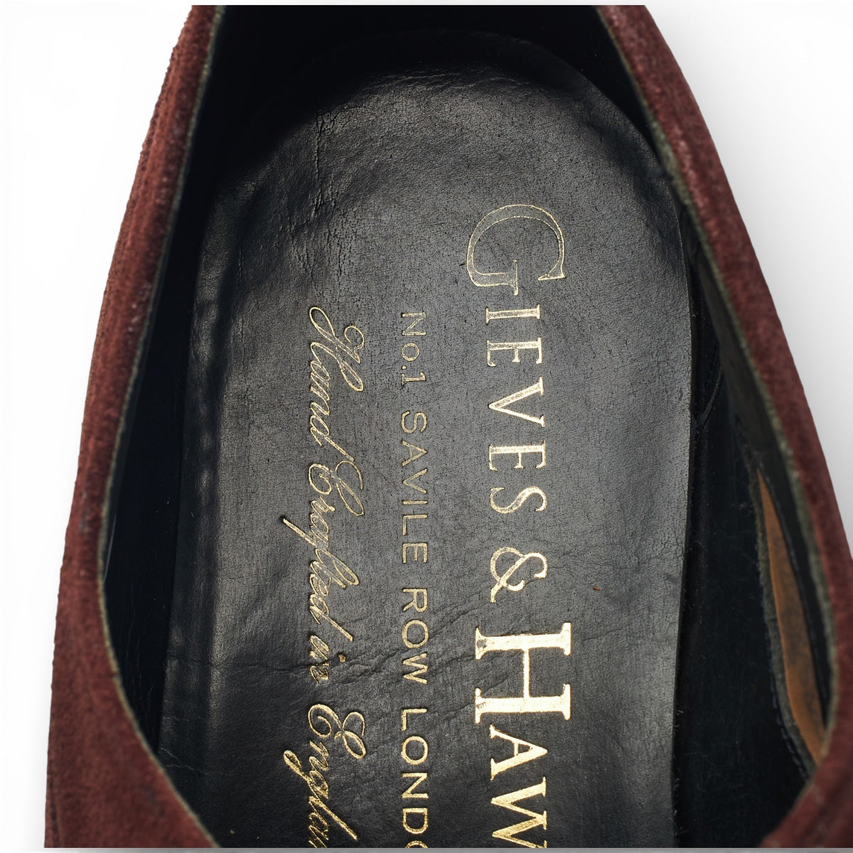 Gieves & Hawkes Burgundy Suede Oxford UK 8 F