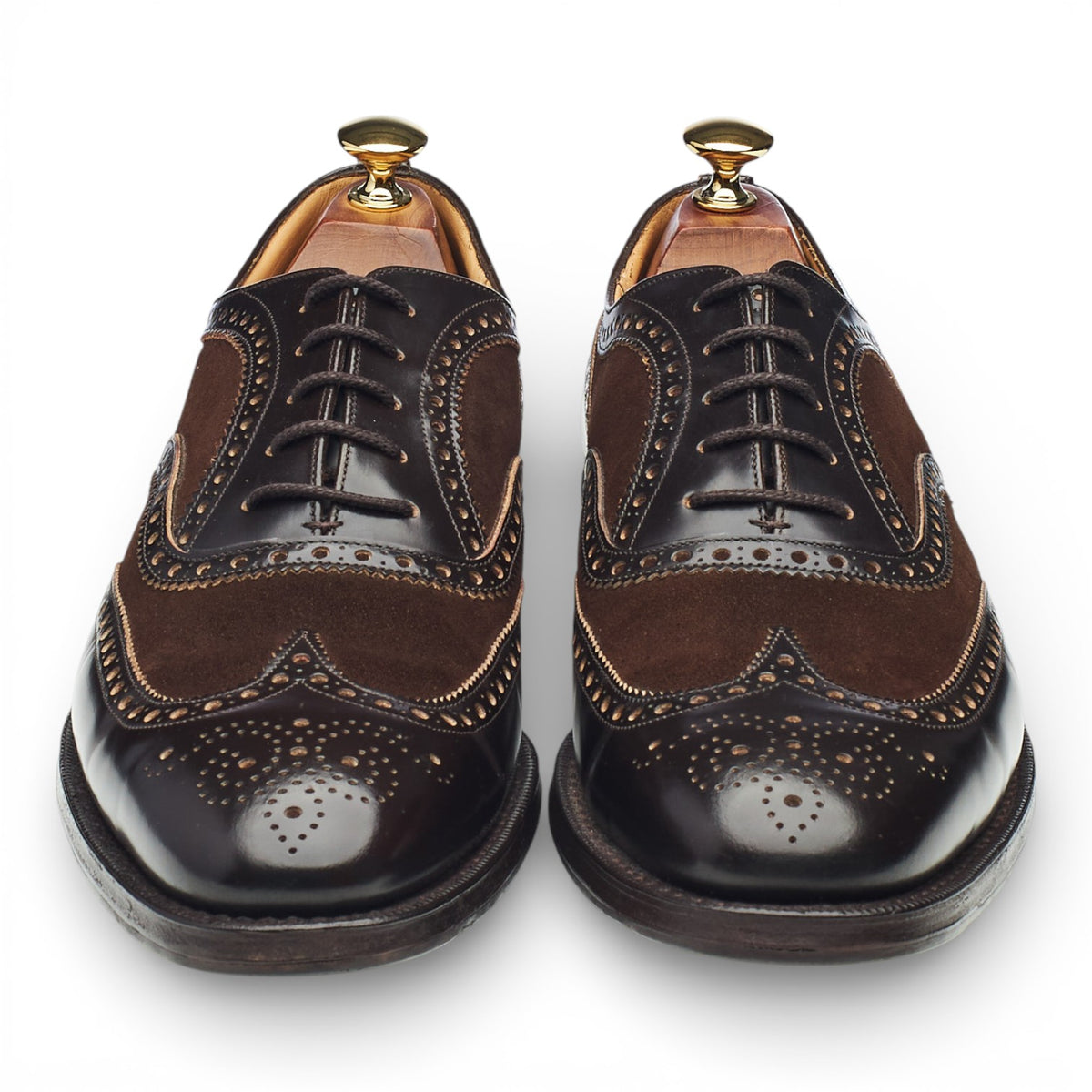 'Chetley' Dark Brown Leather & Suede Spectator Brogues UK 9 F