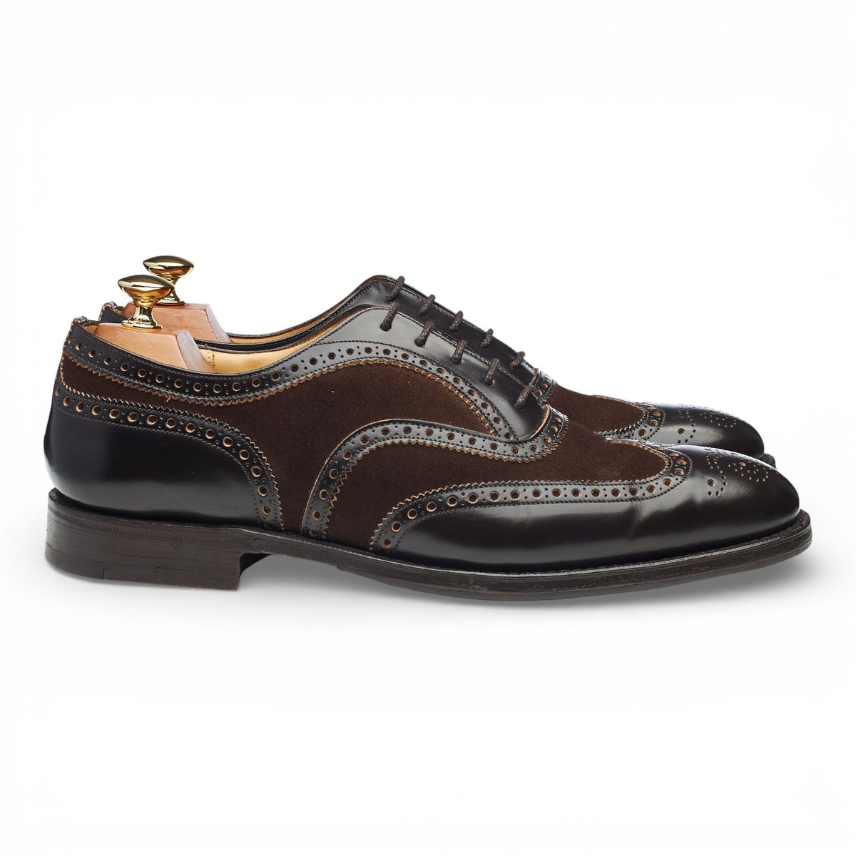 'Chetley' Dark Brown Leather & Suede Spectator Brogues UK 9 F