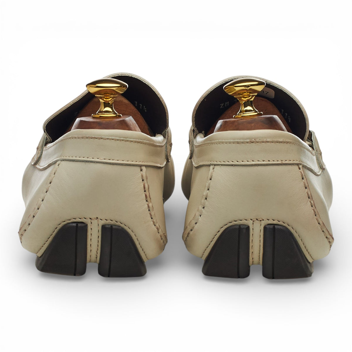 Gancini Cream Leather Driving Loafers UK 11.5