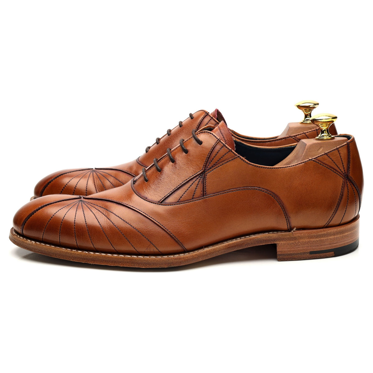 &#39;Hector&#39; Tan Brown Leather Oxford UK 7.5 F