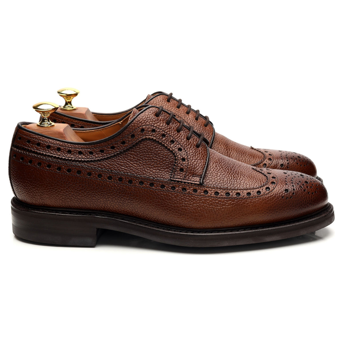 &#39;Leconfield&#39; Tan Grain Leather Derby Brogues UK 8 F