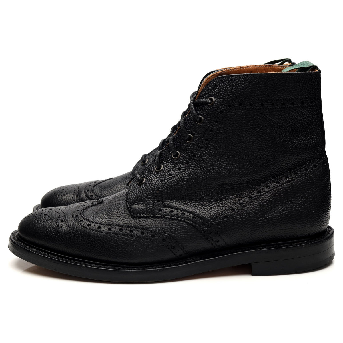 Black Grain Leather Boots Brogues UK 10