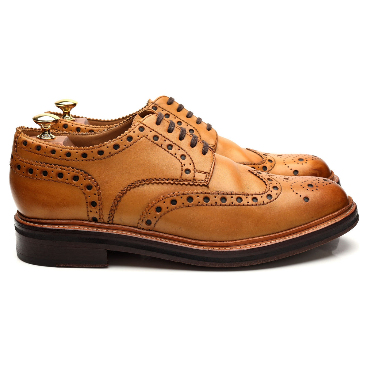 &#39;Archie&#39; Tan Brown Leather Derby Brogues UK 9 G