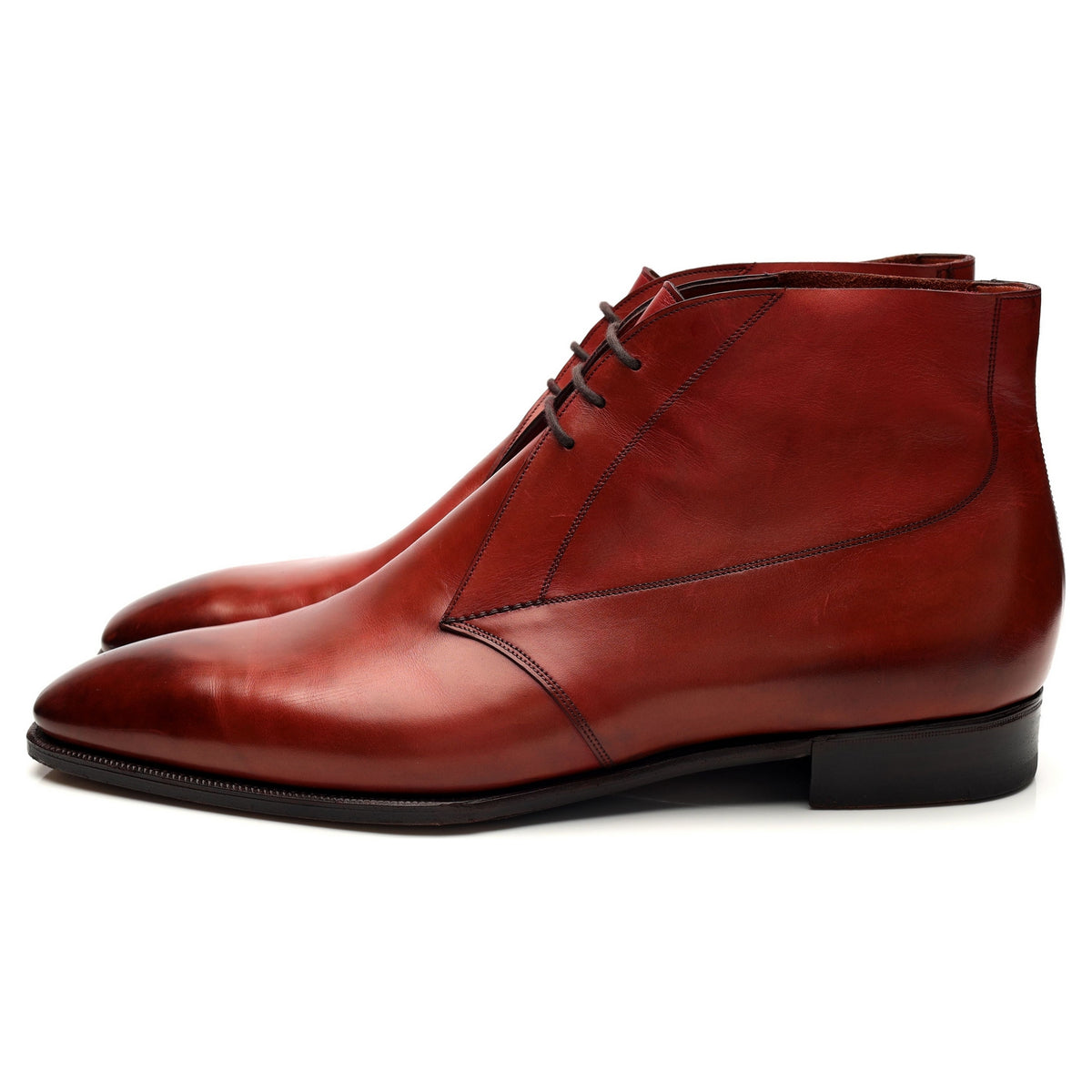 &#39;Arran&#39; Cherry Red Leather Chukka Boots UK 12 E