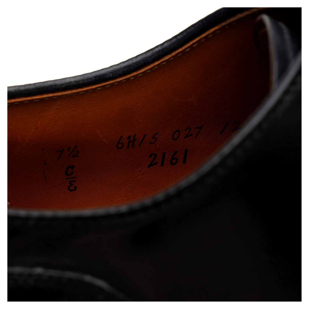 &#39;2161&#39; Black Cordovan Leather Cap Toe Derby UK 7 US 7.5