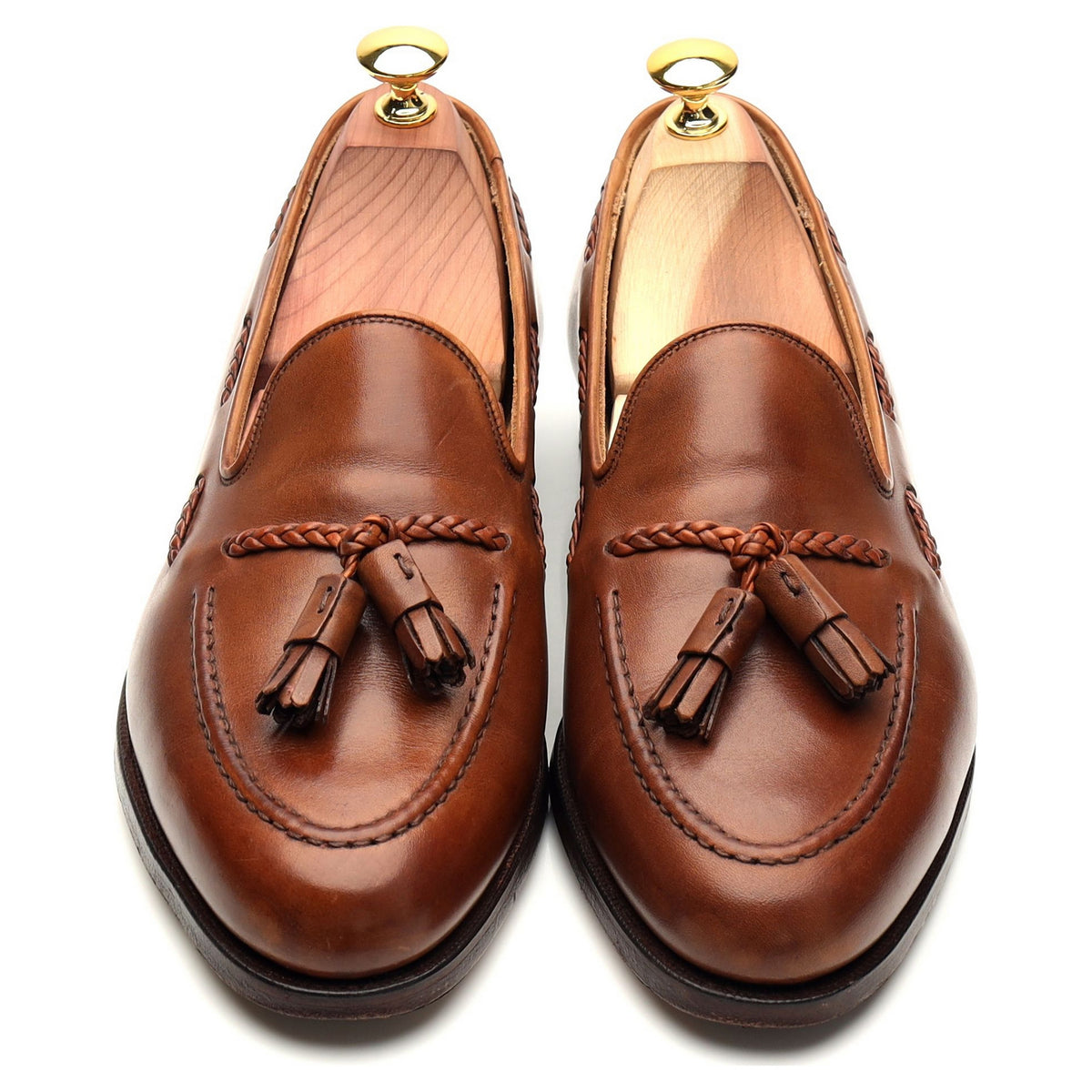 &#39;Aidan&#39; Brown Leather Tassel Loafers UK 7.5 EX