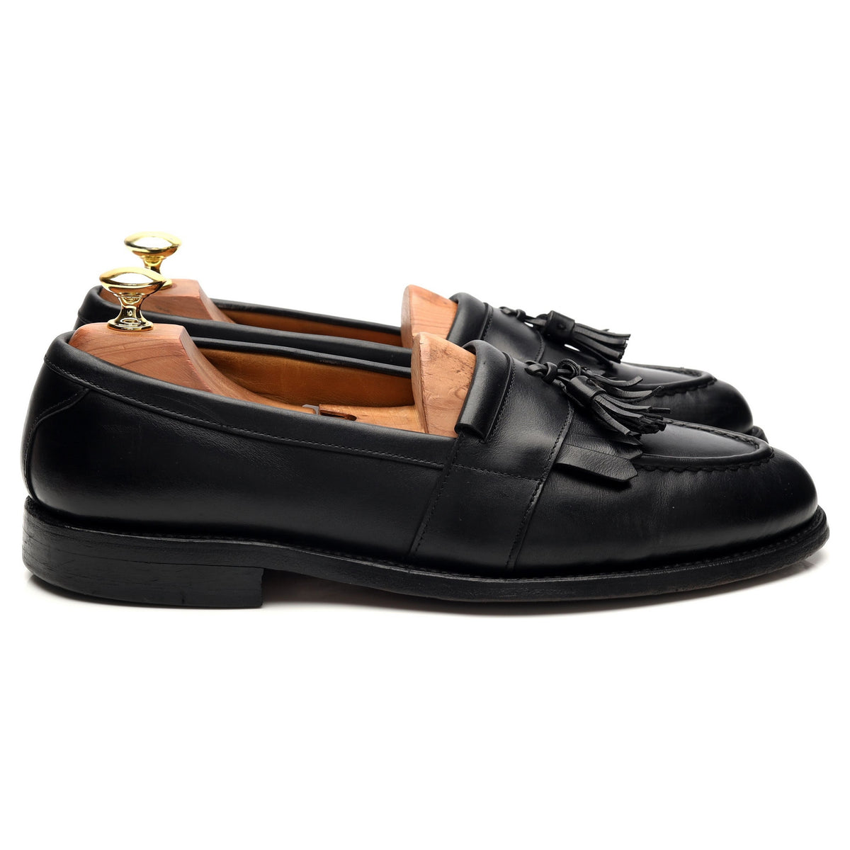 &#39;Newport&#39; Black Leather Fringed Tassel Loafers UK 7.5 US 8.5 D