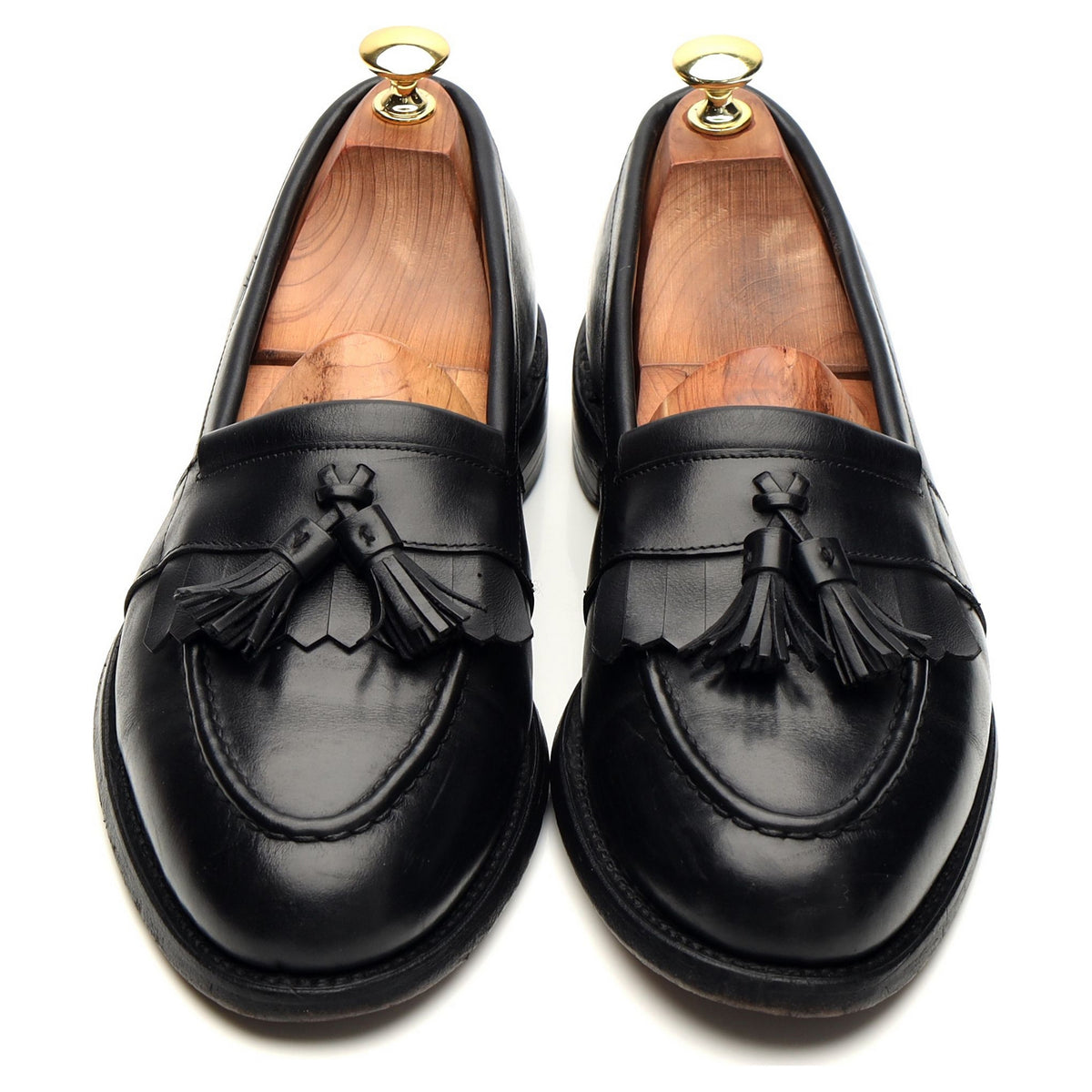 &#39;Newport&#39; Black Leather Fringed Tassel Loafers UK 7.5 US 8.5 D