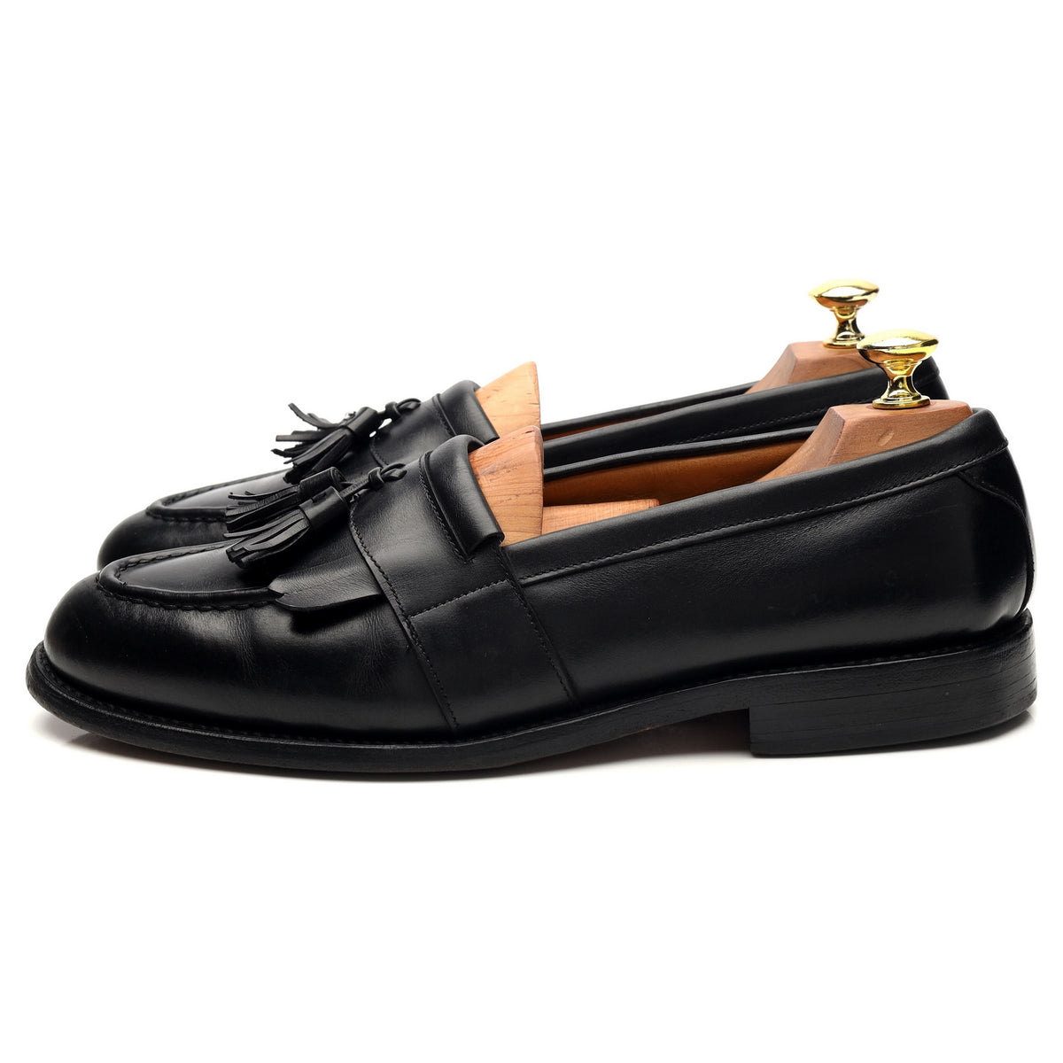 &#39;Newport&#39; Black Leather Fringed Tassel Loafers UK 7.5 US 8.5 D