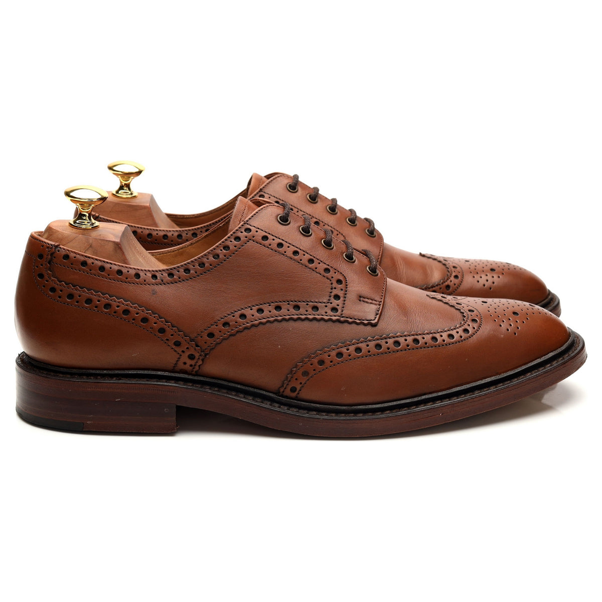 1880 &#39;Chester&#39; Tan Brown Leather Derby Brogues UK 10 F