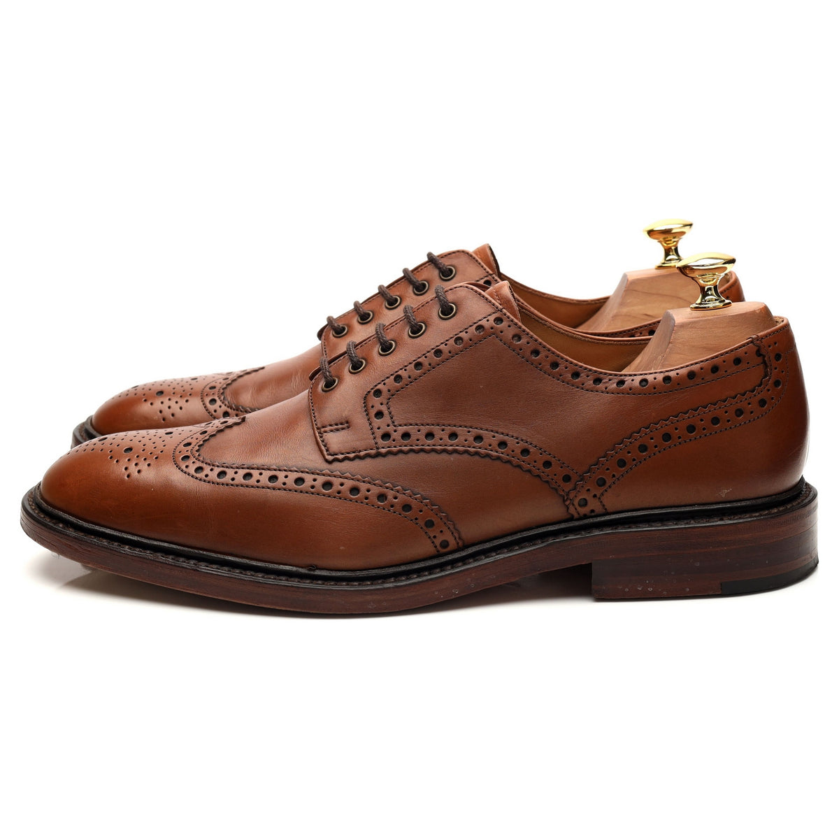 1880 &#39;Chester&#39; Tan Brown Leather Derby Brogues UK 10 F