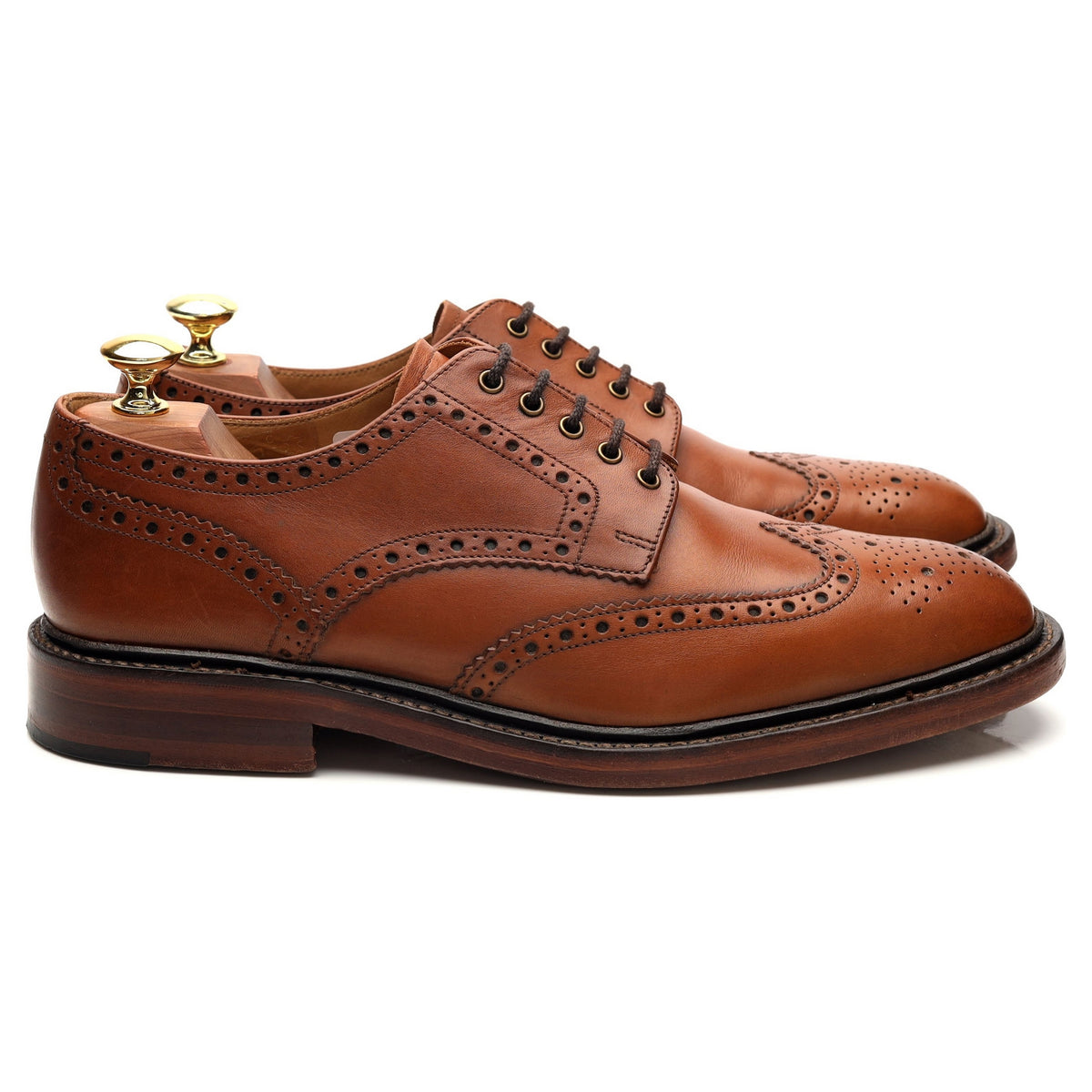 1880 &#39;Chester&#39; Tan Brown Leather Derby Brogues UK 8 F